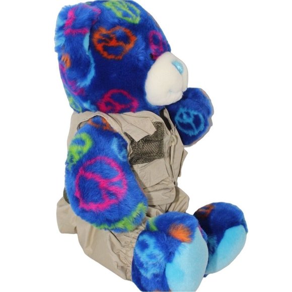 Build a Bear BAB Blue Peace Sign w/Safari Outfit Soft Plush Stuffed Animal Toy - Picture 4 of 4